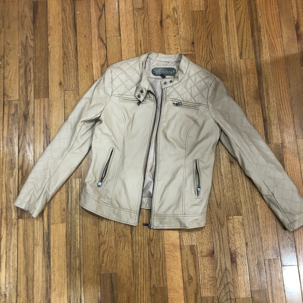 {Cavalini} Tan Faux Leather Jacket